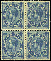 Ed. ** 183ec Bl.4 - 5 Cts. Error De Color Azul. Muy Rara Pieza En Bl. De 4. Goma Original - Used Stamps