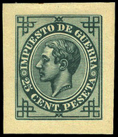 Galvez IG-43 - Impuesto De Guerra. Prueba De Punzón. Márgenes Grandes.25 Cts. Verde.Preciosa Y Muy Rara Pieza - Used Stamps