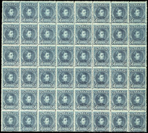 Ed. ** 252 Bl. 48 - 1901. 50 Cts. Azul Verdoso. Gran Bloque De 48 Ejemplares Sin Charnela, Con Numeración… - Neufs