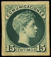 Galvez 1536 - Proyecto No Adoptado Grabado Por Bartolomé Maura.15 Cts. Verde Oscuro.Preciosa Y Muy Escasa Pieza - Unused Stamps