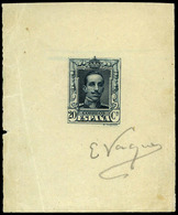 Galvez 1989 - 1922. Prueba De Punzón. 20 Cts. Verde Azulado + Firma Manuscrita Vaquer. Raro En Esta Condición - Ungebraucht