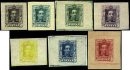 Año 1922 - Conjunto De 7 Pruebas De Punzón Sobre Papel Poroso (alguna Engomada).Distintos Colores - Unused Stamps