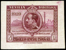 Galvez 2402 - 1929. Prueba De Punzón Sobre Cartulina Estucada. 4 Ptas. Lila Carmín. Preciosa - Unused Stamps