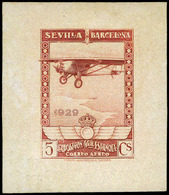 Galvez C.A.73 Aereo - Prueba De Punzón Sobre Cartulina Estucada Con Pie Imprenta. 5 Cts.carmín. - Unused Stamps