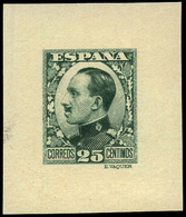 Galvez 2498 - 1930. Prueba De Punzón Márgenes Medianos. 25 Cts. Verde. Preciosa Y Rara Pieza - Unused Stamps