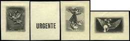 Año 1930 Aereo - Ensayos De Plancha De Los Centros En Negro Y De La Sobrecarga “urgente”. 4 Valores - Unused Stamps