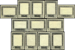 Año 1930 Aereo - Ensayos De Plancha De Los Marcos En Negro. 12 Valores. Conjunto Completo. (Galvez C.A. 218/C.A 229) - Unused Stamps
