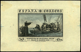 Galvez 2675 - 1930. Prueba De Punzón 30 Cts. Negro Sobre Fondo Azul. Preciosa Y Rara Pieza. - Unused Stamps