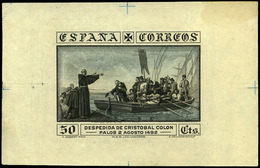 Galvez 2677 - 1930. Prueba De Punzón 50 Cts. Negro Sobre Fondo Azul. Preciosa Y Rara Pieza - Unused Stamps