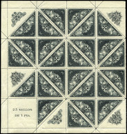 Ed. ** 543 - 1930. 1 Ptas. Pliego Completo 25 Ejemplares Con Los Distintos Tipos De Adornos. Sin Charnela - Nuovi