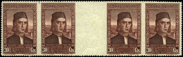 Ed. ** 553 - 1930. 30 Cts. Tira De 4 S/D En Medio + Puente Interpanel. Preciosa Y Muy Rara En En Esta Condición - Unused Stamps