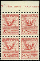 Ed. **/* 592A Bl.4 - 1931. Bl. De 4 Borde De Hoja. Centraje Lujo. (2 Sellos Con Charnela Y 2 Sin Charnela) - Unused Stamps
