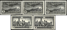 Galvez C.A.465/9 - 1931. Aerea. Ensayos De Plancha En Color Negro. 5 Valores. Conjunto Completo - Unused Stamps