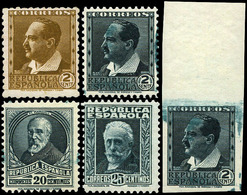 Año 1932 Conjunto De 5 Valores (4 Dentados Y 1 S/D) Diversos Valores Con Colores Cambiados - Ungebraucht