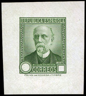 Galvez 3021 - 1932. Nicolás Salmerón. Prueba De Punzón Sin Valor En Cartucho Y Con Pie Imprenta. Color Verde - Unused Stamps