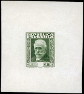 Galvez 3037 - 1932. Pablo Iglesias. Prueba De Punzón Sin Valor En Cartucho.Color Verde.Preciosa Y Rara Pieza. - Unused Stamps