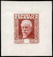 Galvez 3039 - 1932. Pablo Iglesias. Prueba De Punzón Sin Valor En Cartucho. Color Carmín.Preciosa Y Rara Pieza. - Unused Stamps