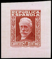 Galvez 3043 - 1932. Pablo Iglesias. Prueba De Punzón 30 Cts. Carmín. Preciosa Y Rara Pieza. - Unused Stamps