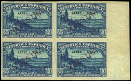 Ed. ** 759M Bl. De 4 - 1938. Bl. De 4 S/D. Sobrecarga Muestra. Sin Charnela. Borde Hoja. Muy Rara Pieza - Unused Stamps