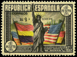 Ed. * 765hi - 1938. Variedad Sobrecarga Invertida. Marquillado Pedro Monge. Cat. +520€ - Unused Stamps