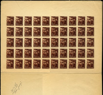 Ed. * 788 - 1938. Prueba En Color Castaño Oscuro S/D, Pliego Completo 50 Ejemplares (pliego Doble, Sólo Impreso… - Unused Stamps