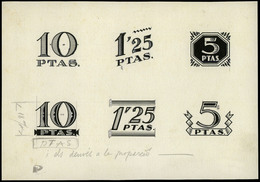 NE 1939 - Quijote. Conjunto De 6 Pruebas A Plumilla De La Sobrecarga Sobre Cartulina. Pieza Excepcional - Nuovi