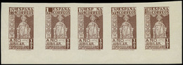 Año 1937 - Diseño Valor 15 Cts. Tira De 5 En Color Marrón Con Distintos Faciales (15 Cts + 1 Cts + 1 Ptas.) - Unused Stamps