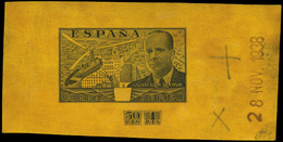 Año 1939 - Prueba Impresa Sobre Cartulina Crema, Sin Valor En El Cartucho Y Fuera Impreso 50Cts + 10 Ptas… - Unused Stamps