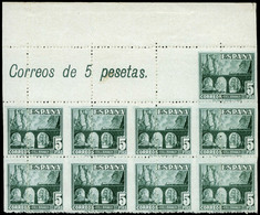 Ed. ** 1038dh - 1948. Bl. De 9, Cabecera De Pliego Con Leyenda.Dentado Completamente Desplazado Sin Charnela - Neufs