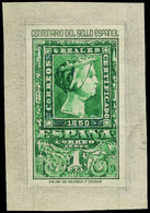 Ed. * 1079 - Centenario. Prueba De Estado 1 Ptas Verde Completada En Acuarela Por El Grabador German… - Lettres & Documents