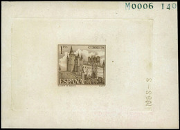 Año 1964 - Alcázar De Segovia. Prueba De Punzón 1 Ptas. Castaño. Excepcional Rareza. Posiblemente Pieza única. - Lettres & Documents