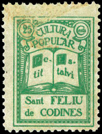 All. * 3 - Barcelona. SAN FELIU DE CODINES. “Cultura Popular 25 Cts.” Verde. Muy Raro - Republican Issues