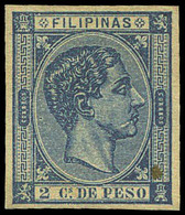 Ed. * 35 S/D - 1876. Alfonso XII. 2 Cts. Azul. S/Detar. Precioso Y Escaso Sello. Cat. + 390€ - Philippinen
