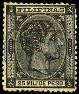 Ed. * 52 Hcc - 1878. Habilitado. Variedad Sobrecarga Azul. Marquillado Galvez. Bonito Y Raro Sello. Cat. + 700€ - Philippinen