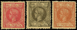 Ed. * 1/8 - 1902. Alfonso XIII. Serie Completa. Buenos Ejemplares Por Sus Colores Y Centrajes . Marquillada Champion - Guinea Spagnola