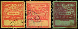 Ed. 0 29-30-31 Telégrafos Municipales - 1888. “Guayanilla” Conjunto De 3 Valores En Usado.Conservación Habitual - Puerto Rico