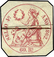 Alemany E-1 - 1862. Pólizas. (Ensayo 60 Reales, Con El Diseño Del 150 Reales Carmín, Reseñados En Carreras Candi)… - Fiscaux