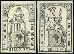 Alemany 79/87 - 1868. Pólizas. 9 Valores En Negro. Serie Completa. Goma Original. Rara En Esta Condición - Steuermarken