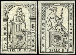 Alemany 79/87 - 1868. Pólizas. 9 Valores En Negro. Serie Completa. Goma Original. Rara En Esta Condición - Revenue Stamps