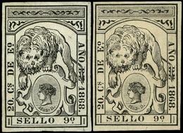 Alemany 79 - 1868. Pólizas. 20 Cts. De Escudo. Falso Fiscal De época. Muy Raro Ejemplar. Marquillado Soro - Revenue Stamps