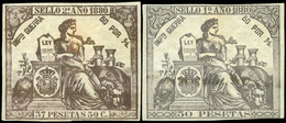 Alemany 217/27 - 1880. Pólizas. 11 Valores. Colores Diversos. Serie Completa. Goma Original. Rara En Esta Condición - Revenue Stamps