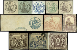 Fiscales/Pólizas 1853/1906 - Album Antiguo Con Más De 315 Piezas De Pólizas En Nuevo Y Usado - Collections