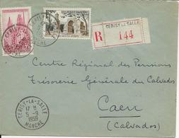 LETTRE RECOMMANDEE AFFRANCHIE N°1129 +N° 1130 OBLITERE CAD CERISY LA SALLE -MANCHE - 1959 - 1921-1960: Moderne