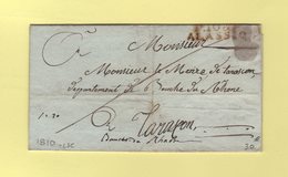 Alassio -108 - Port Paye - 1810 - Destination Tarascon - Departement Conquis De Montenotte - Sans Correspondance - 1792-1815: Veroverde Departementen