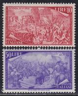 ITALIA 1948 Risorgimento 2v Nuovi LIRE 10 E LIRE 50 TL Catalog Value / Catalogo $80 - 1946-60: Mint/hinged