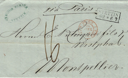1849- Letter From STETTIN  To Montpellier ( France )  " Via Paris "  -French Postage 16 D. - ...-1860 Prefilatelia