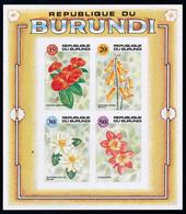 Burundi 1992, Flowers, 4val In BF IMPERFORATED - Nuevos