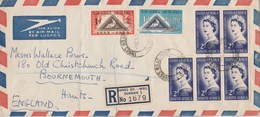 Afrique Du Sud Lettre Recommandée INNES ROAD WEG DURBAN1 De 1958 Pour Bournemouth England - Poste Aérienne