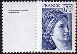 France N° 2056.b ** Sabine De Gandon 0.70 Fr. Bleu Violet - Gomme Tropicale - Ungebraucht