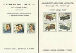 1976 1977 Spagna Spain 2 FOGLIETTI RICORDO Automobili + Juan Carlos MNH** 2 Souvenir Sheets - Herdenkingsblaadjes